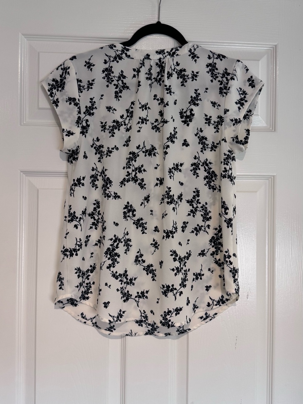 White Blouse with Black Floral Print - Picture 4 of 6